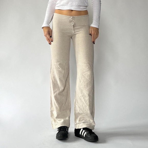 decoline Pants - Low Rise Linen Flare Pants Small